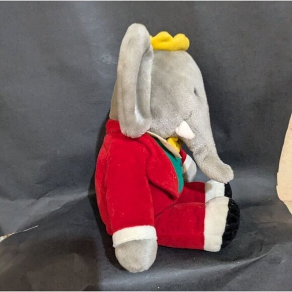 Vintage Elephant Stuffed Animal Plush Toy 12" Red Suit Yellow Crown - Picture 3 of 9